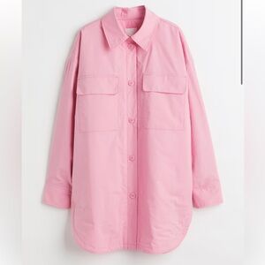 NWT H&M Pink Button-Up Padded Shacket in size medium